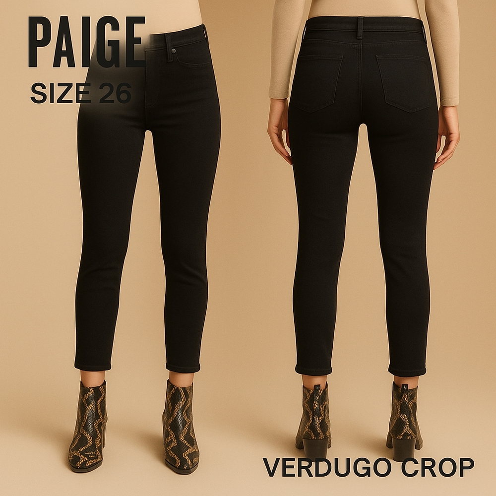 Paige Women’s Verdugo Crop Black Skinny Jeans Size 26
